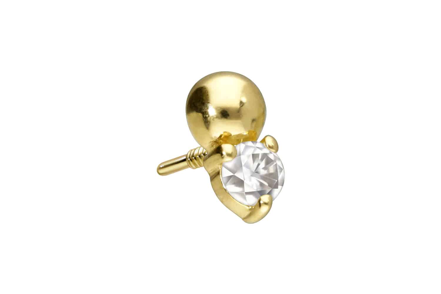 14 Karat Gold Schraubaufsatz mit Außengewinde MOISSANIT + KUGEL von Piercingline